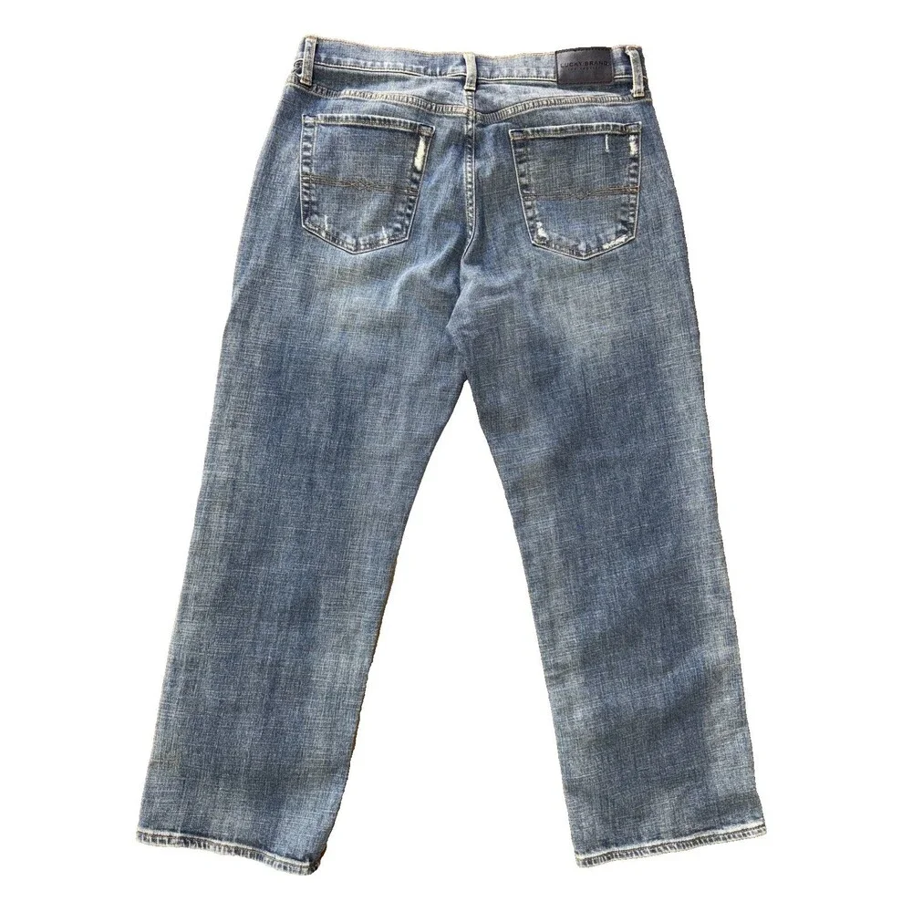 Lucky Brand 181 Relaxed Straight Blue Stretch Denim Jeans Mens W34 L30 Classic